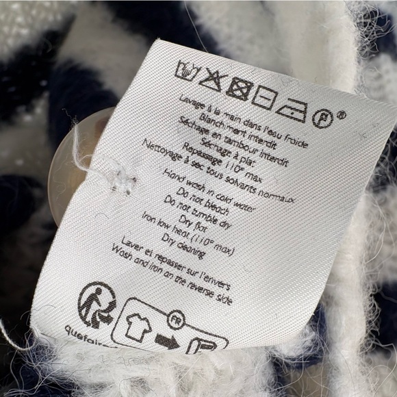 Sézane Basile V-Neck Oversized Striped Cardigan | Sz Small | Ecru White & Navy - Picture 13 of 15